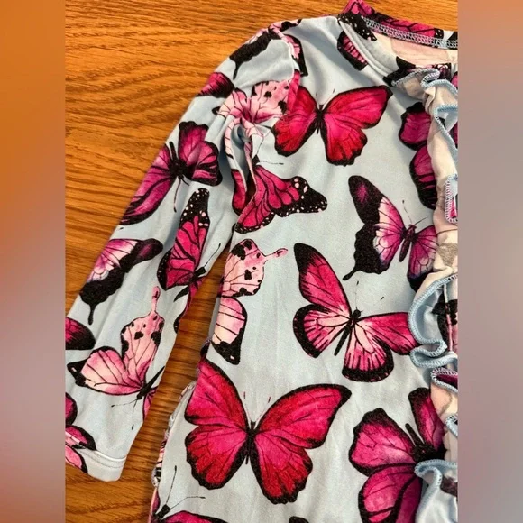 Little Bum Bums Baby Girl Butterfly Pajamas size 9-12 Months - Picture 2 of 9